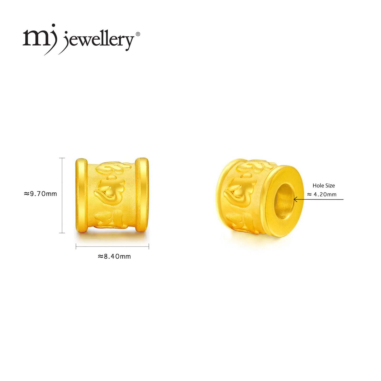 MJ Jewellery 3D 999.9 Gold Charm – Six Word Mantra Om Mani Padme Hum (B603) 2