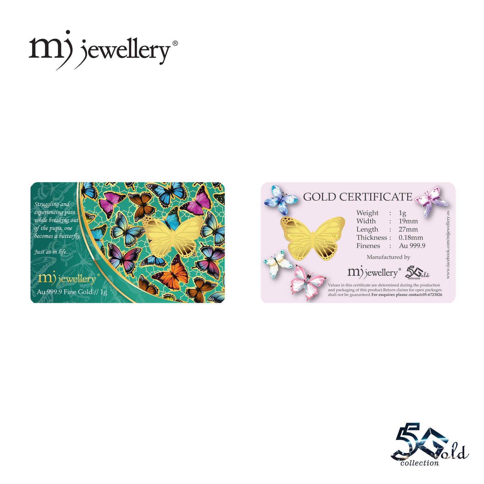 MJ Jewellery 5G 999.9 Gold Bar – Butterfly Series F29 (1g) 7