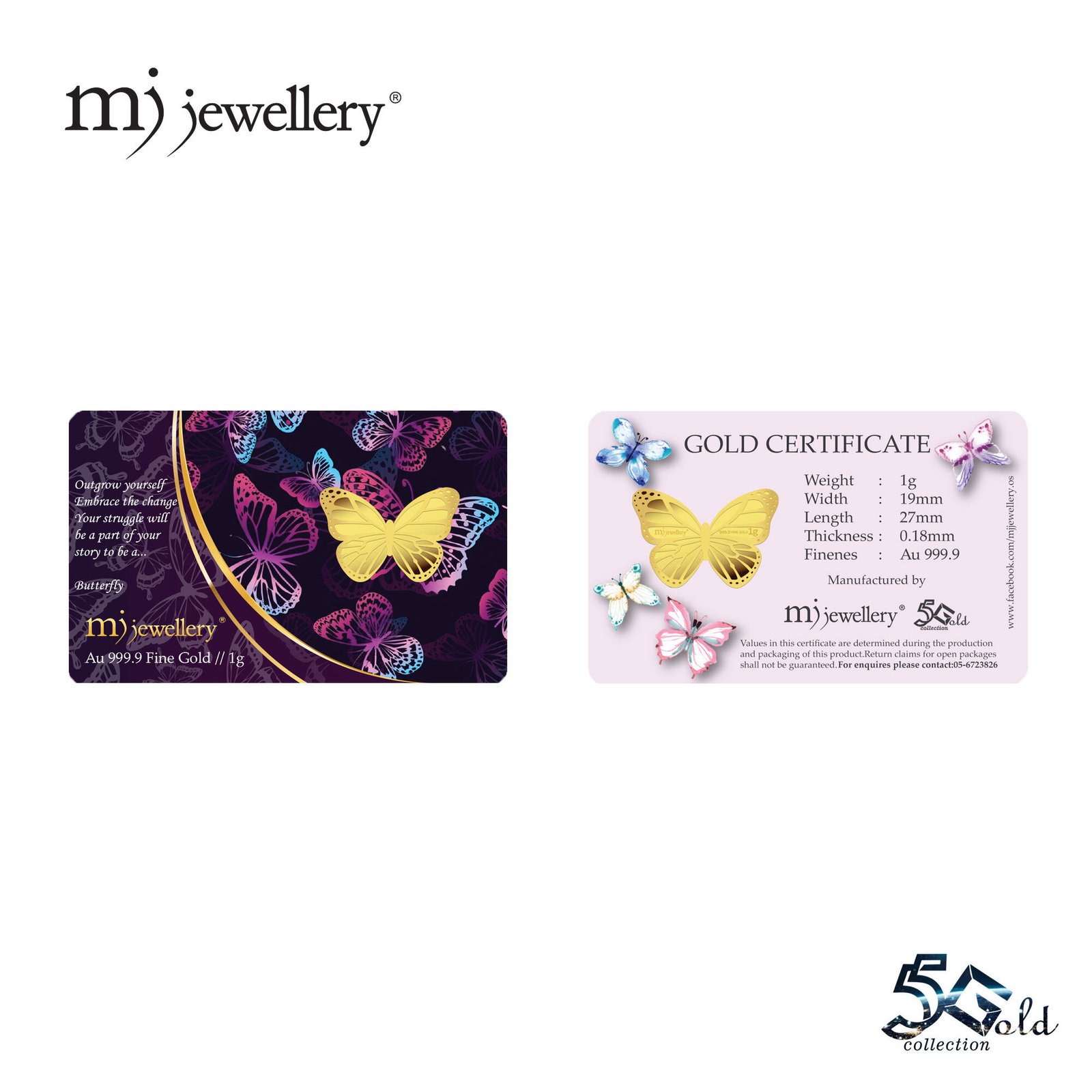 MJ Jewellery 5G 999.9 Gold Bar – Butterfly Series F29 (1g) 9