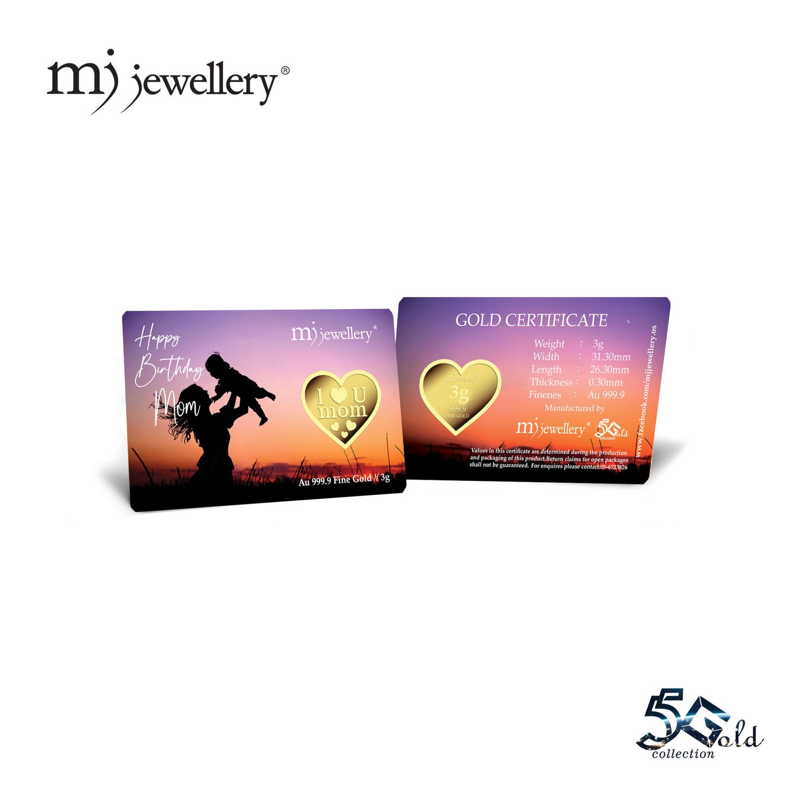MJ Jewellery 5G Collection 999.9 Gold Bar F40 3
