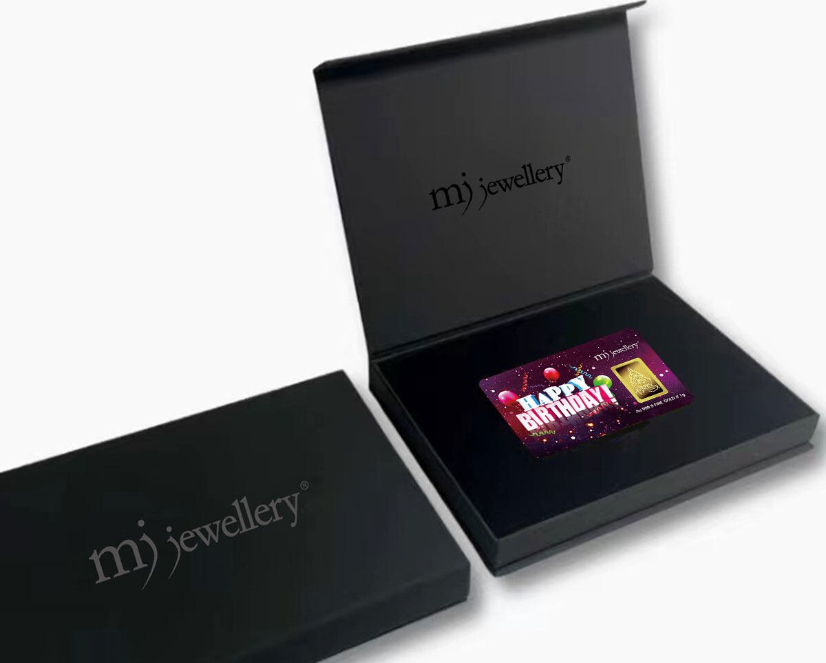 MJ Jewellery 5G Gold Collection 999.9 Happy Birthday Gold Bar F14 3