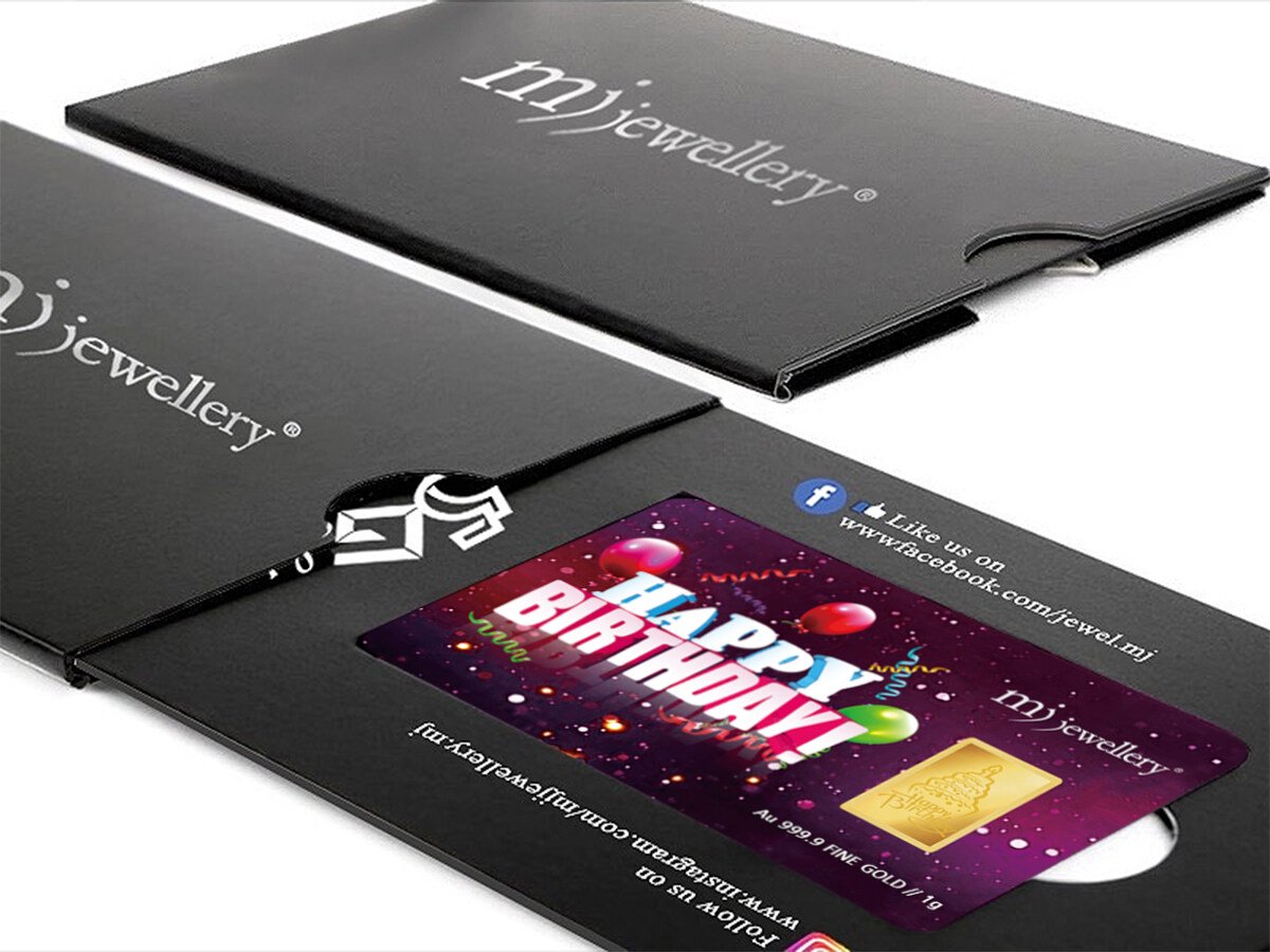 MJ Jewellery 5G Gold Collection 999.9 Happy Birthday Gold Bar F14 6