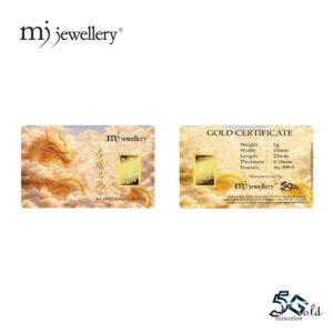 MJ Jewellery 999.9 Dragon Series Gold Bar 1g – F27 Prosperity Card 1