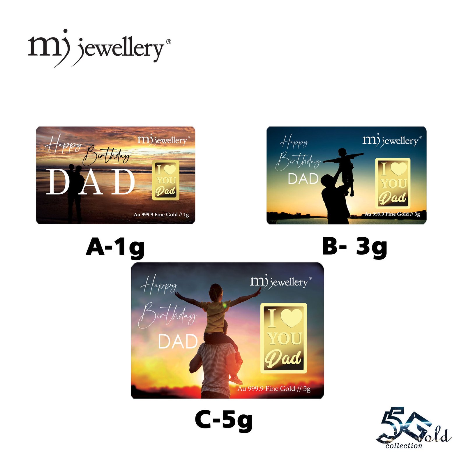MJ Jewellery 999.9 Gold Bar – Happy Birthday Dad Edition 1