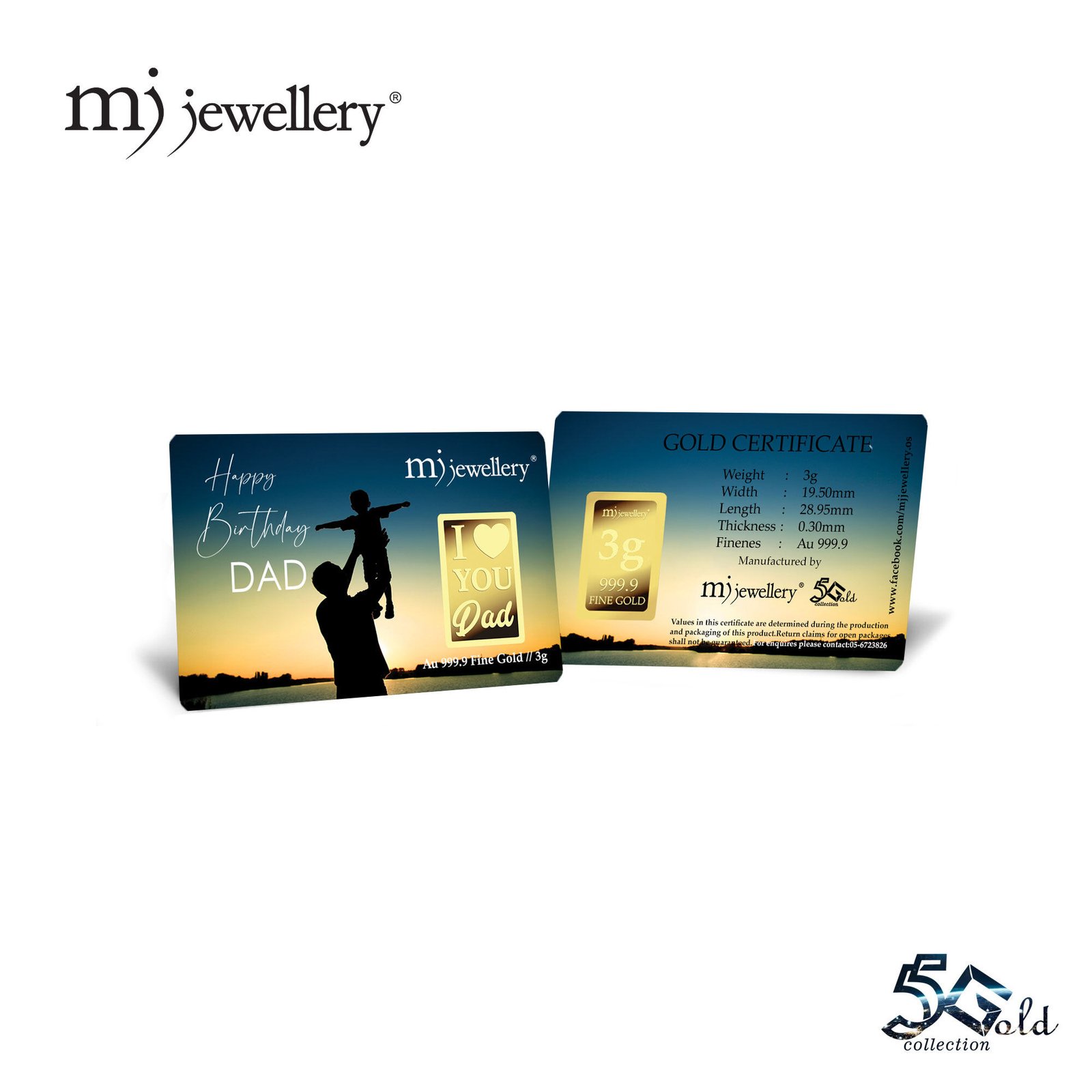 MJ Jewellery 999.9 Gold Bar – Happy Birthday Dad Edition 3