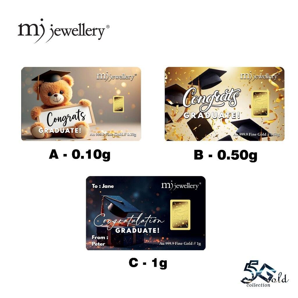 MJ Jewellery 999.9 Gold Congratulations Customize Bar F62 1
