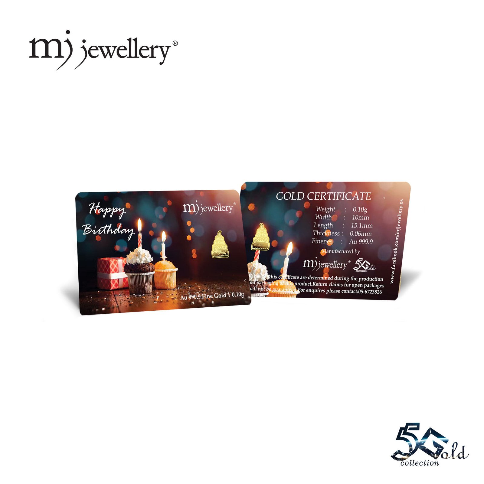 MJ Jewellery 999.9 Happy Birthday Gold Bar Card (F34) 3