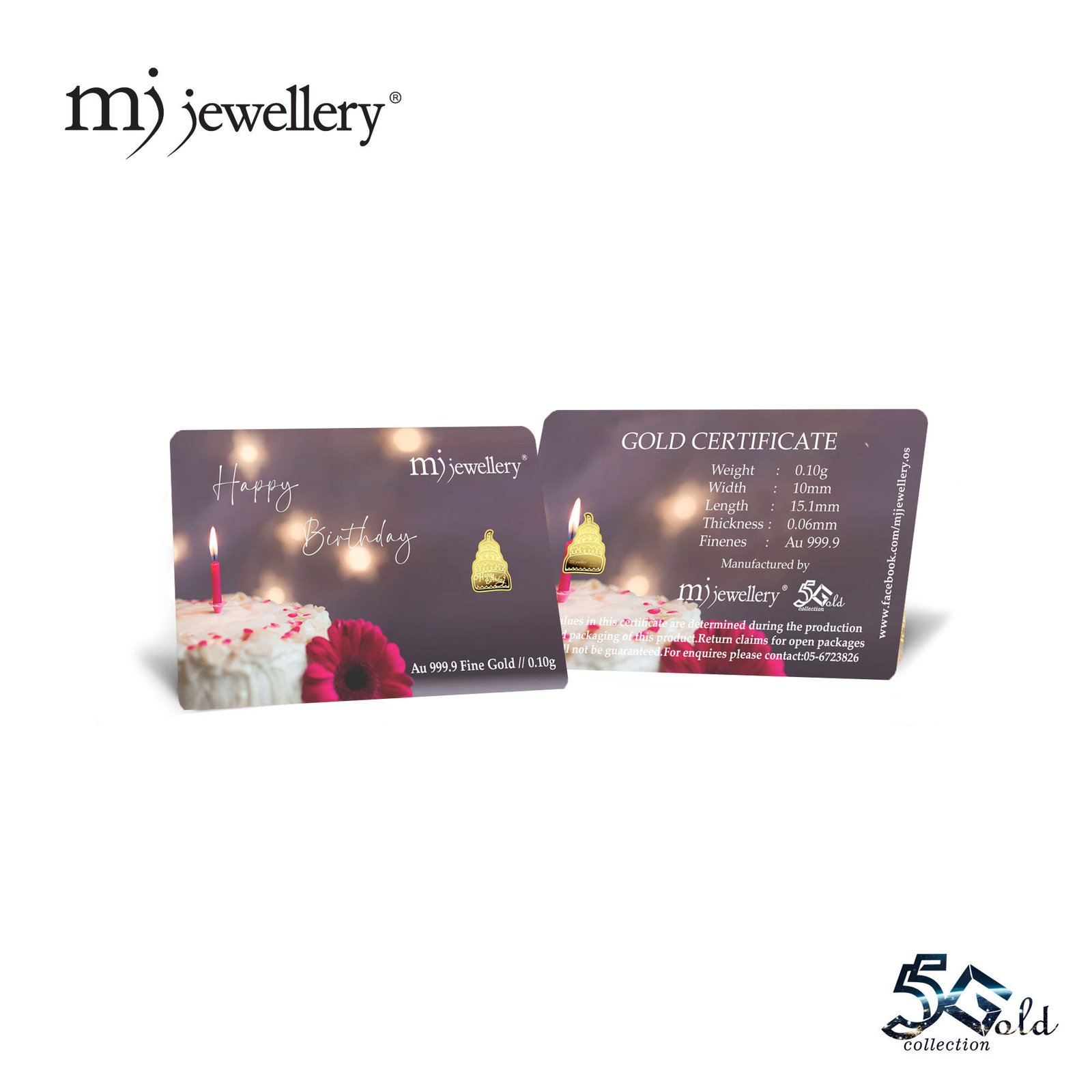 MJ Jewellery 999.9 Happy Birthday Gold Bar Card (F34) 4