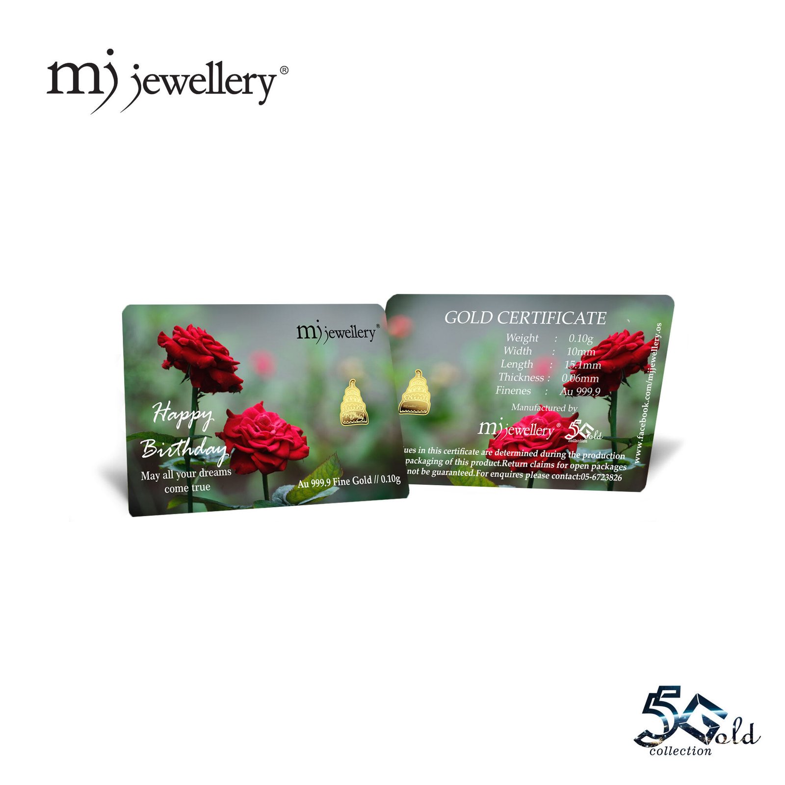 MJ Jewellery 999.9 Happy Birthday Gold Bar Card (F34) 6