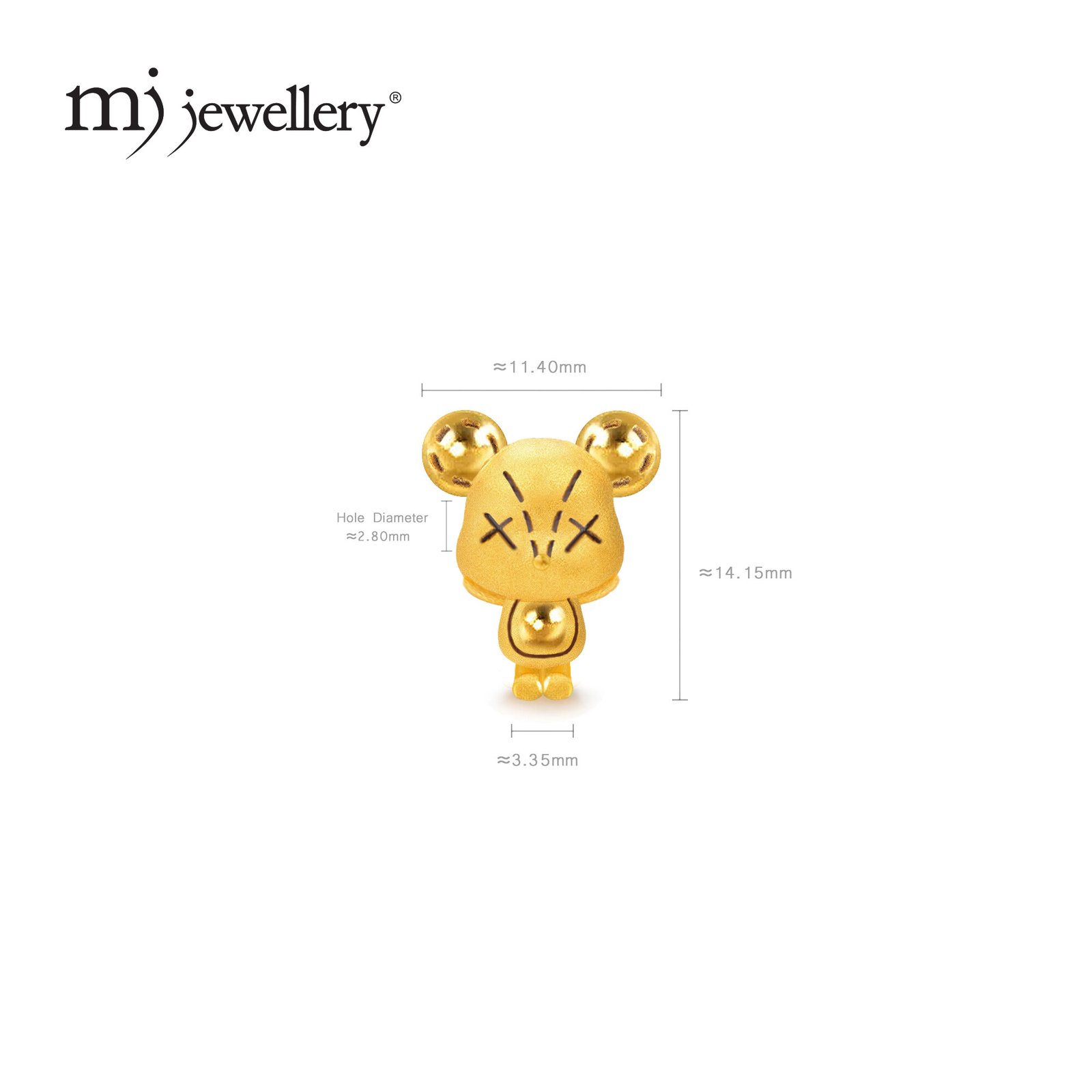 MJ Jewellery 999.9 Pure Gold Violent Bear Charm B637 6