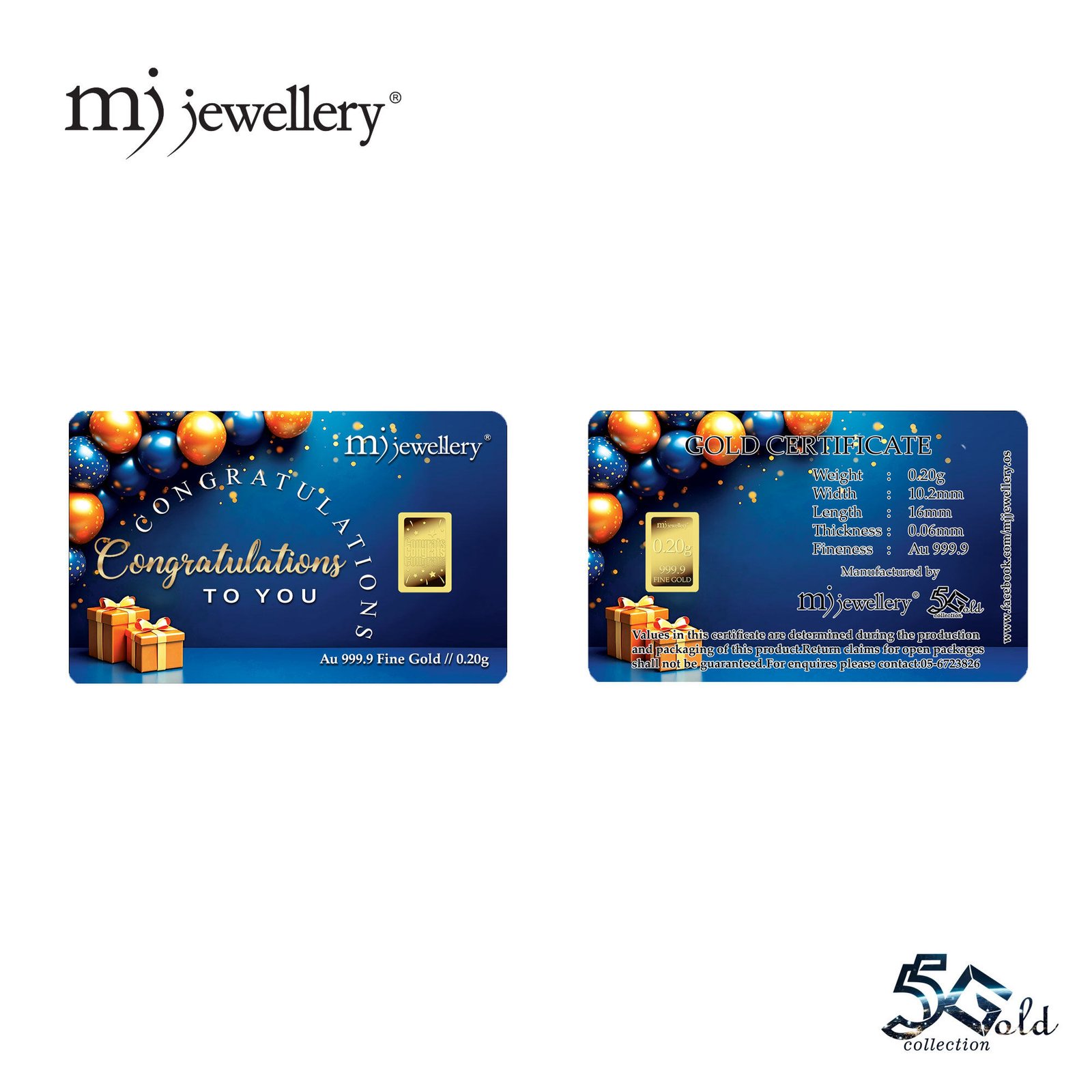 MJ Jewellery Congratulations Gold Bar F61 3