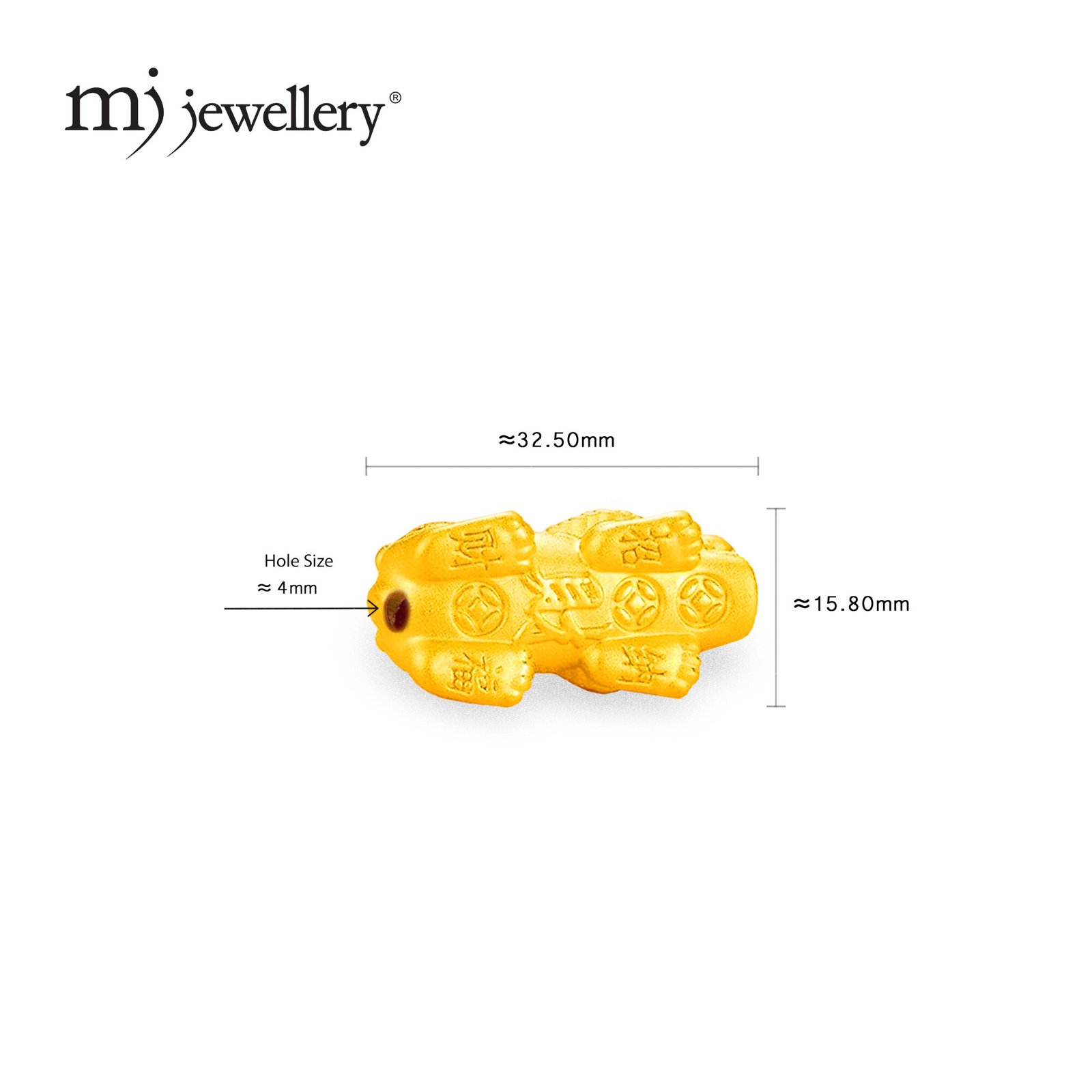 MJ Jewellery 3D 999.924K Pure Gold Pixiu (4 grams ±) 3