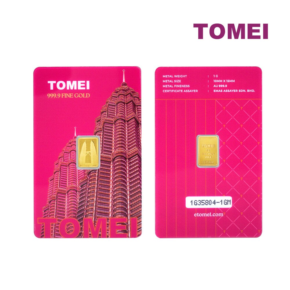 TOMEI Twin Towers Gold Bar 1g Fine Gold 999.9 5