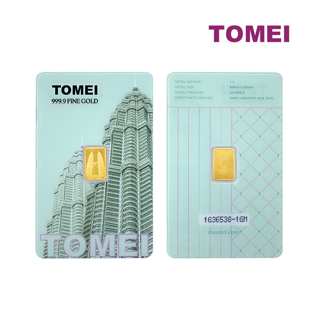 TOMEI Twin Towers Gold Bar 1g Fine Gold 999.9 6