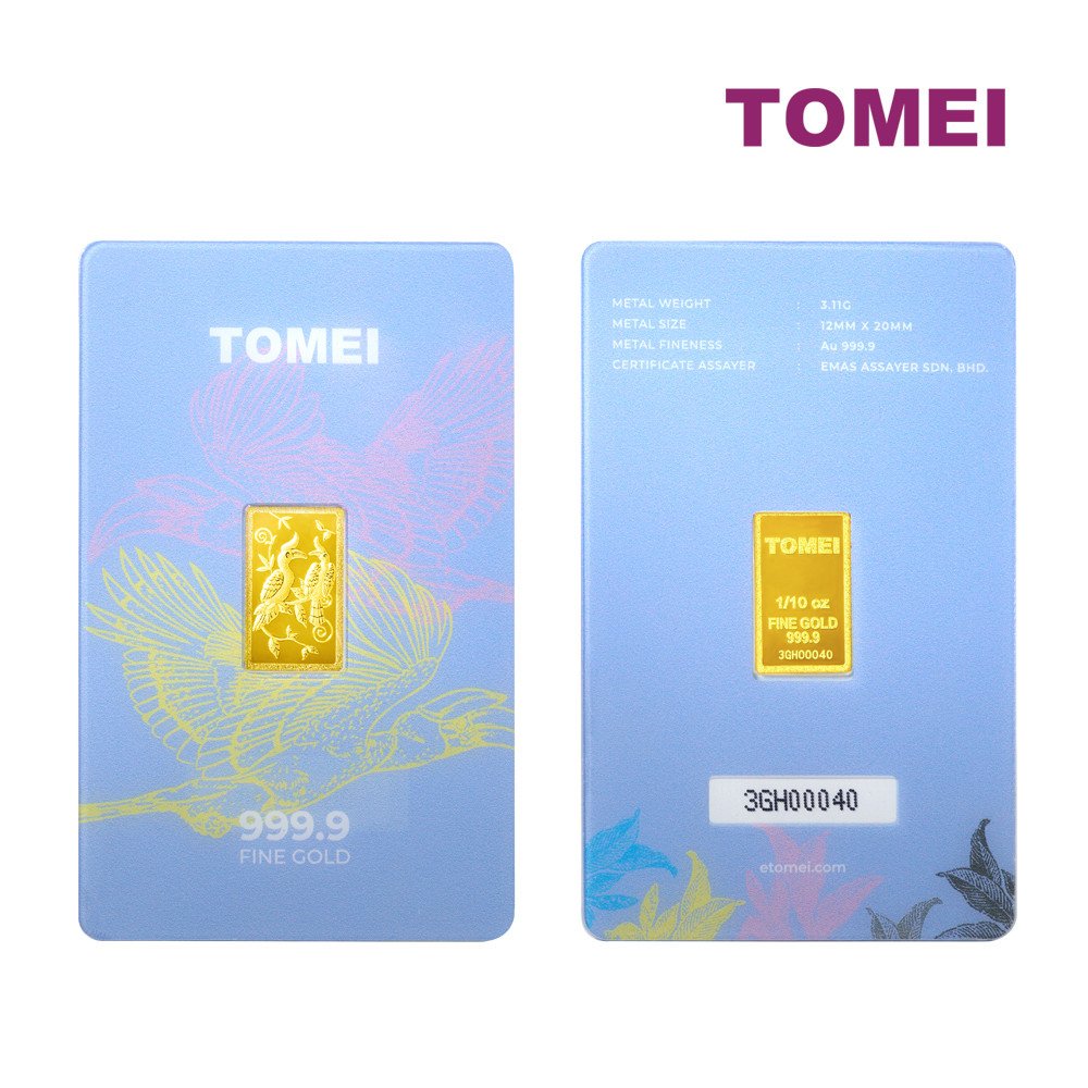 Tomei Hornbill Gold Bar 3.11G Blue Card Fine Gold 9999 1